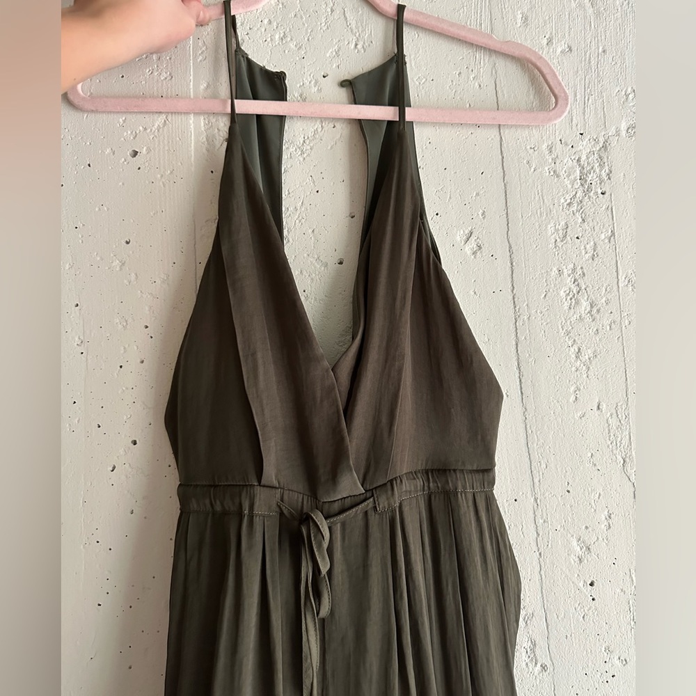 Green silk jumpsuit